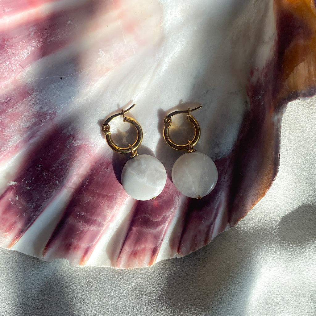 Agate Stone Huggie Earrings