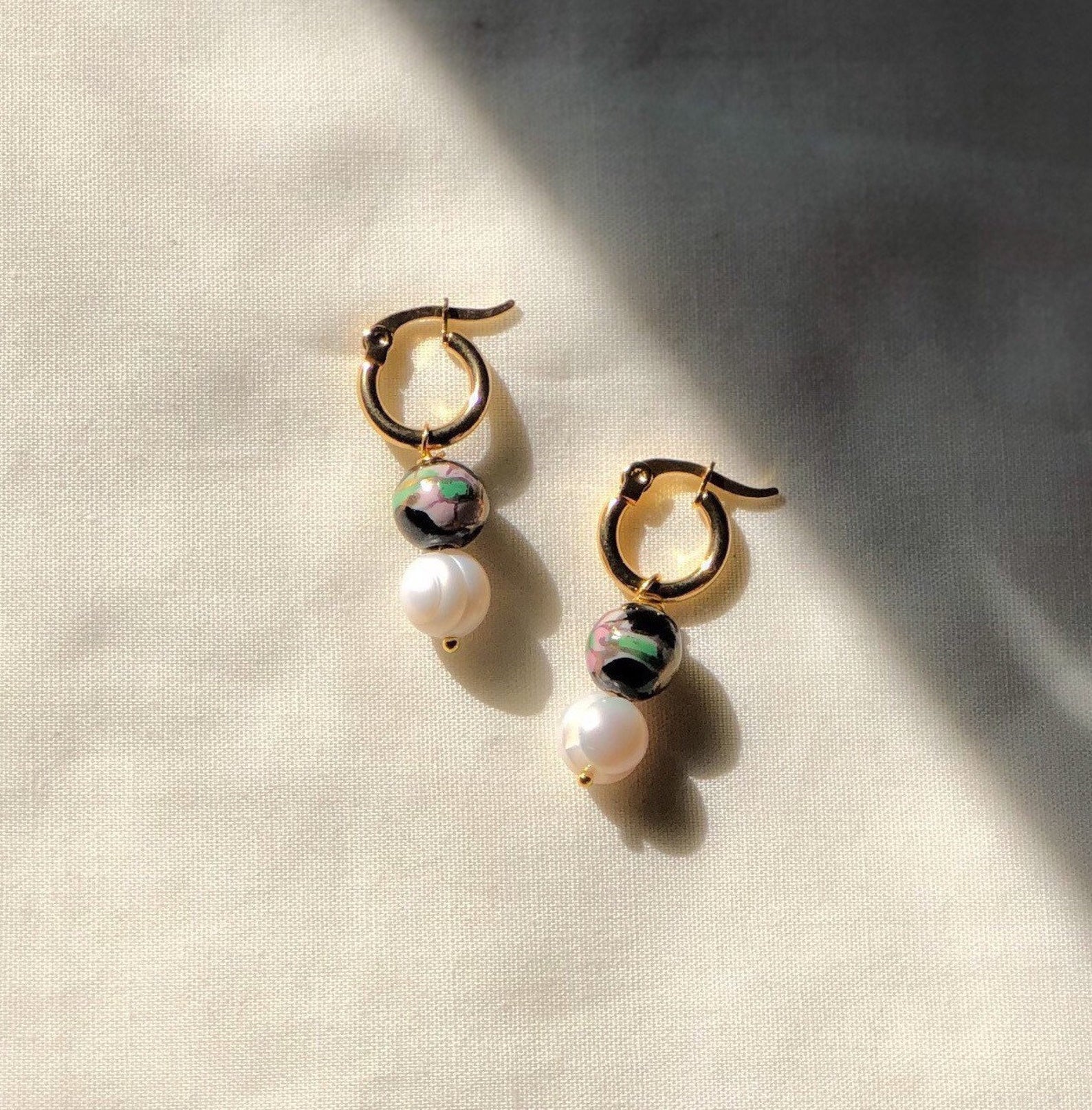 Vintage Pearl Cloisonne Earrings Lovltr Jewelry