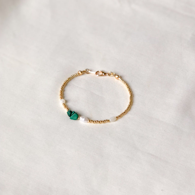 Malachite Gold Bead Bracelet