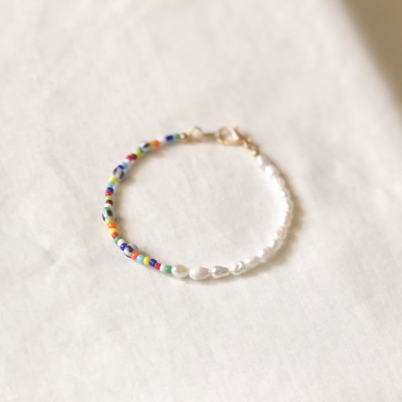 Half Rainbow Half Pearl Bracelet