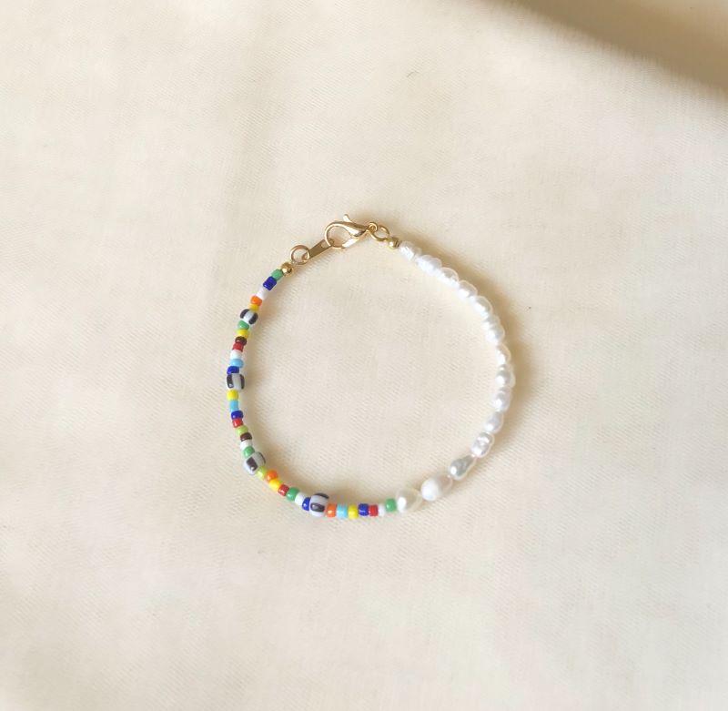 Half Pearl Rainbow Bracelet