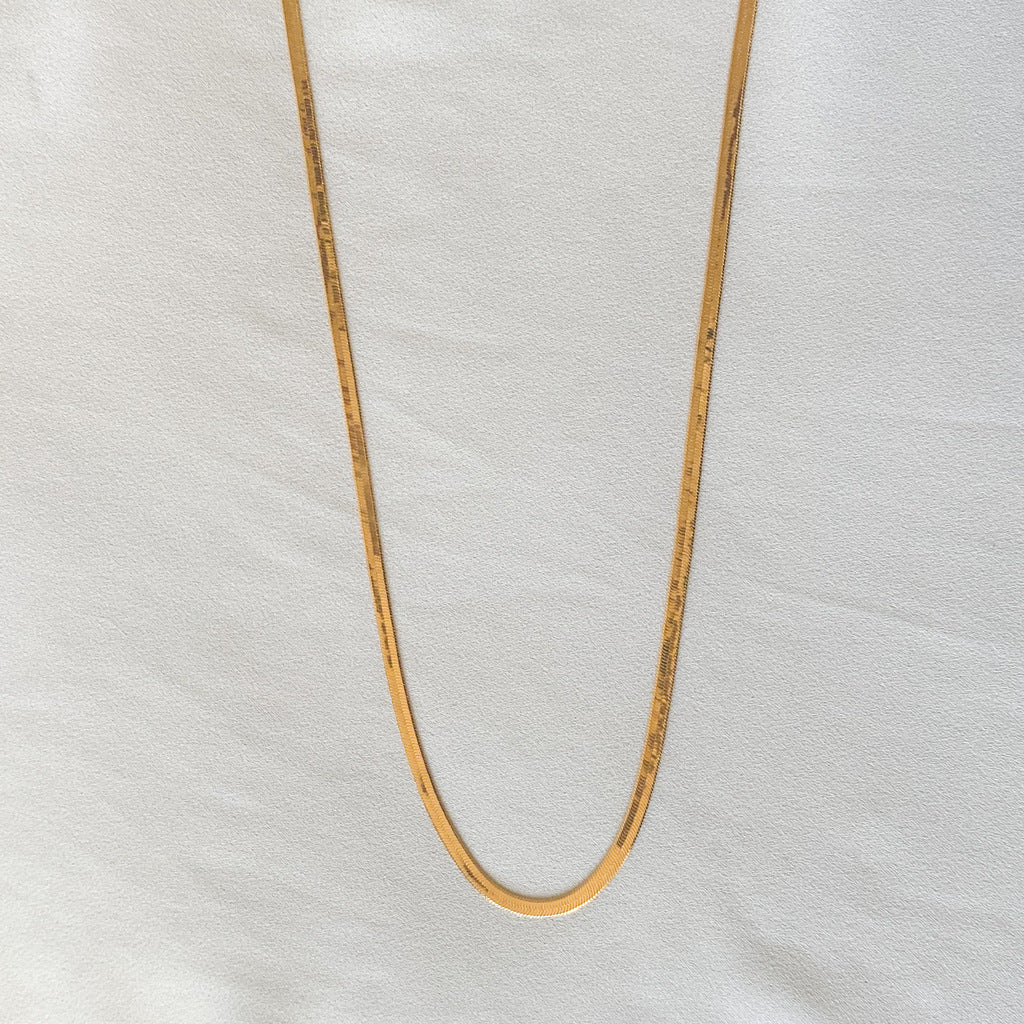 Snake Chain Herringbone Necklace in Gold
